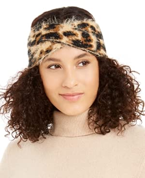 Photo 1 of DKNY Fuzzy Animal Print Knit Twist Headband- Size One