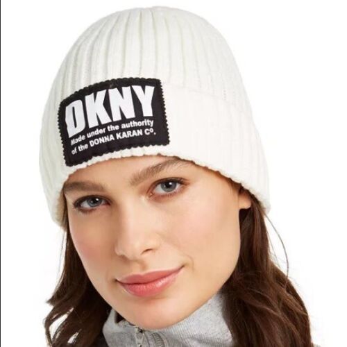 Photo 1 of DKNY Fleece-Lined Knit Beanie Ivory