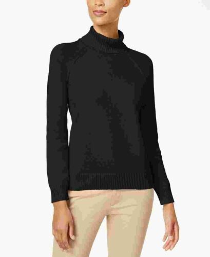 Photo 1 of SIZE XL Karen Scott Women's Textured Solid Long Sleeve Turtle Neck Sweater Black