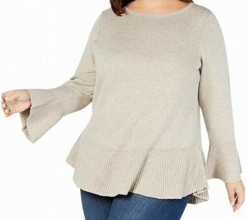 Photo 1 of PLUS SIZE 3X STYLE & CO WOMEN'S KNIT TUNIC BELL SLEEVE BEIGE 