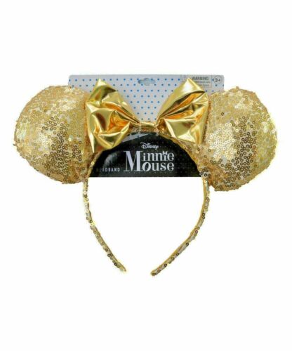 Photo 1 of Gold Minnie Mouse Bow Sequins Ear Headband New