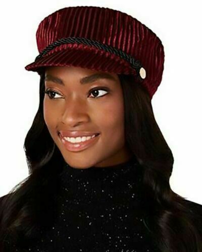 Photo 1 of INC International Concepts Women's Buttoned and Corded Trim Striped Velvet cap