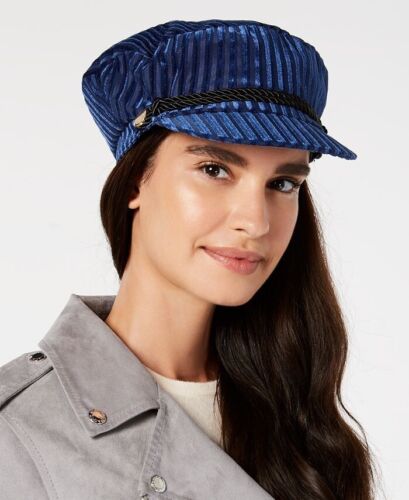 Photo 1 of INC Women's Buttoned Corded Striped Velvet Newsboy Cap