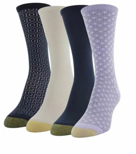 Photo 1 of GOLDTOE Woman's Crew Socks 4 Pair Geo Repeat Blue Multi Color