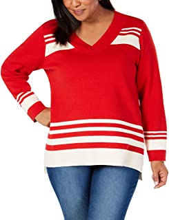 Photo 1 of PLUS SIZE 0X CHARTER CLUB WOMEN'S STRIPEDKNIT TUNIC RED/WHITE