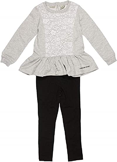 Photo 1 of SIZE 5 Calvin Klein Little Girls' 2-Piece Peplum Tunic Top and Leggings Set