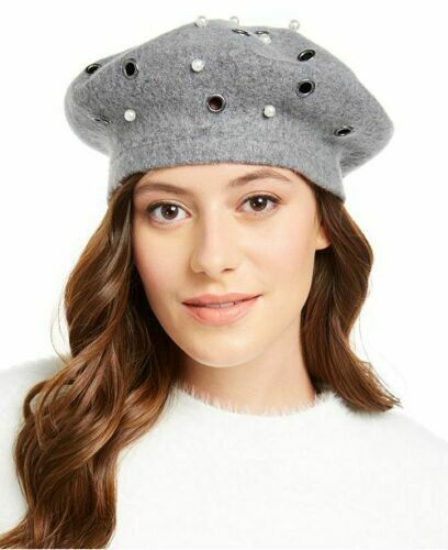 Photo 1 of Women's August Hats Grommet/Pearl Embellished Wool Blend Beret Grey