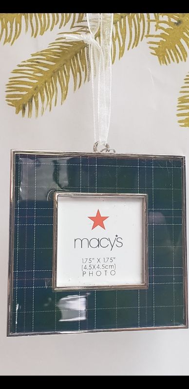 Photo 2 of Macy's Plaid Holiday Lane Hanging Photo Ornament Collectible 2019 Color Green Plaid. 