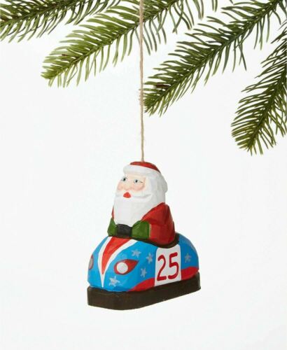 Photo 1 of Macy's Holiday lane Christmas Santa's Favorites Santa in Wooden Race Car Ornament!