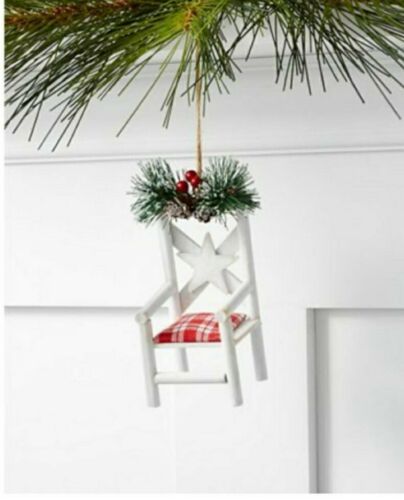 Photo 1 of Macy's Holiday Lane The Holiday Collection Red and White Wood Chair Ornament