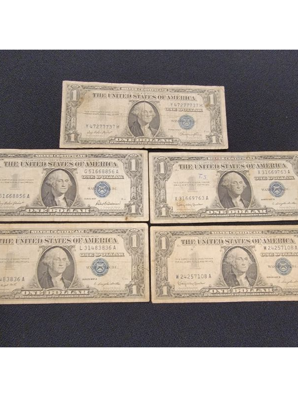 Photo 1 of (5) $1 Silver Certificates