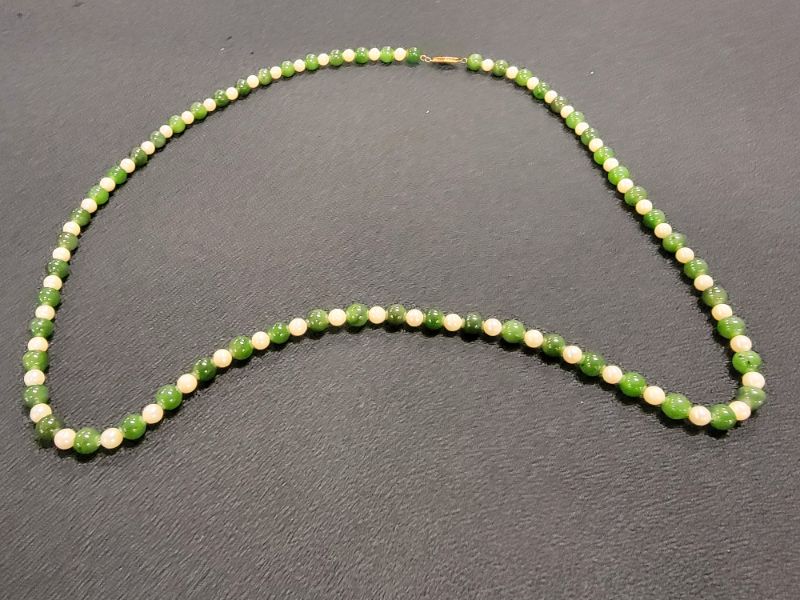 Photo 2 of 30" Pearl & Jade Necklace