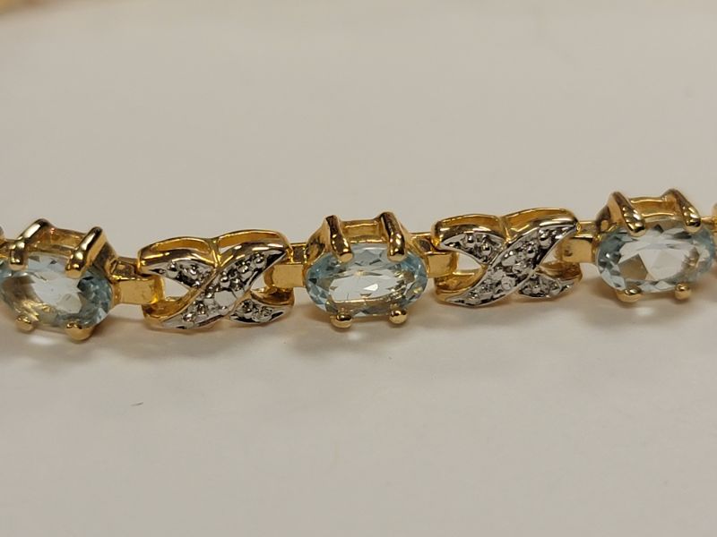 Photo 2 of Sterling Bracelet with Aquamarine Gold over Sterling