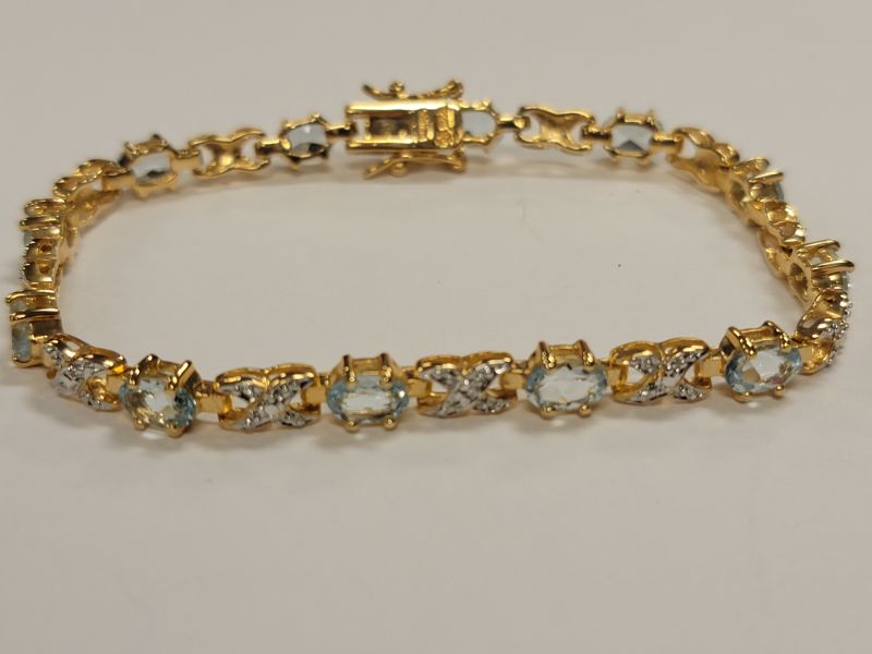 Photo 1 of Sterling Bracelet with Aquamarine Gold over Sterling