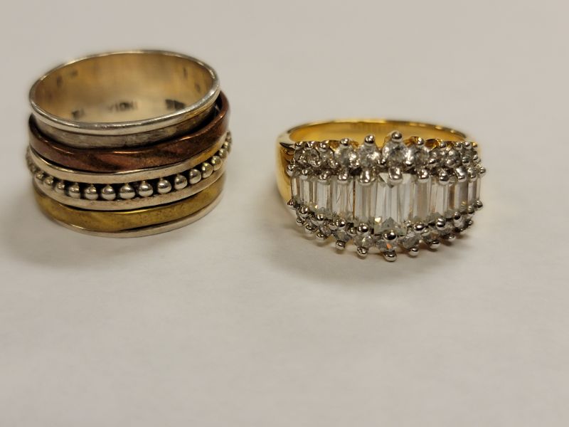 Photo 1 of 2 Sterling Rings - 1 Gold over Sterling with w/CZ's