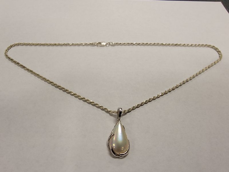 Photo 2 of Sterling Necklace with Mother of Pearl Pendant
