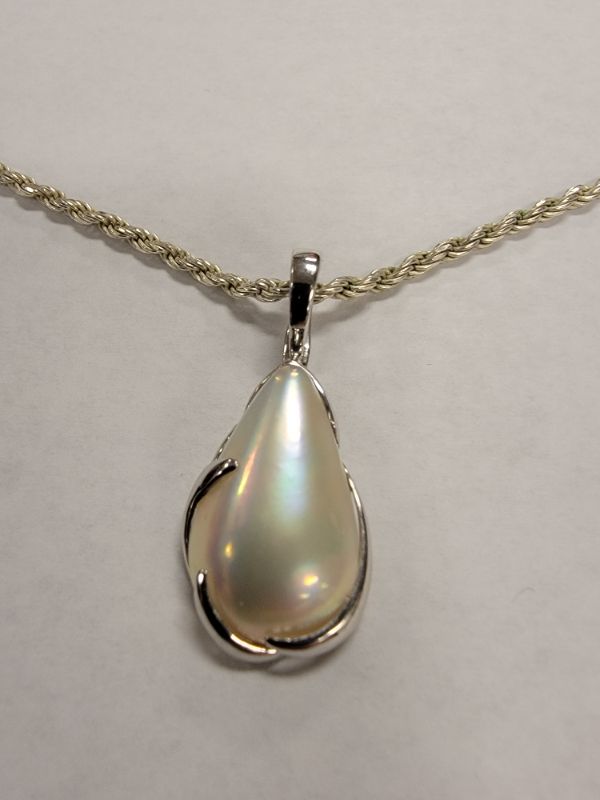 Photo 1 of Sterling Necklace with Mother of Pearl Pendant
