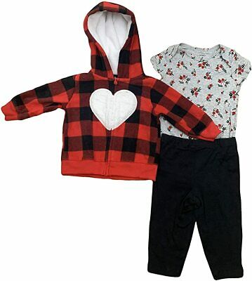 Photo 1 of 6 Month Carter's Baby Girls` 3-Piece Little Jacket Set Buffalo Check/Heart- Black Red