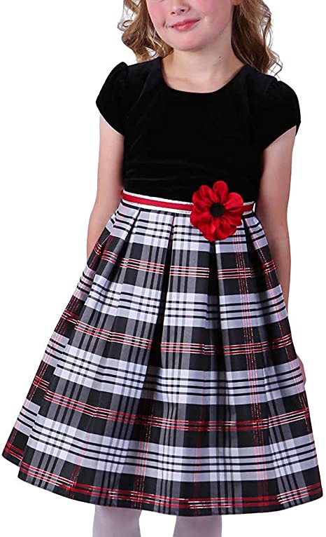 Photo 1 of Jona Michelle Little Girls' Special Occasion Dress (Black/Red Plaid, 3T
