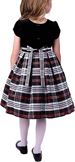 Photo 2 of Jona Michelle Little Girls' Special Occasion Dress (Black/Red Plaid, 3T