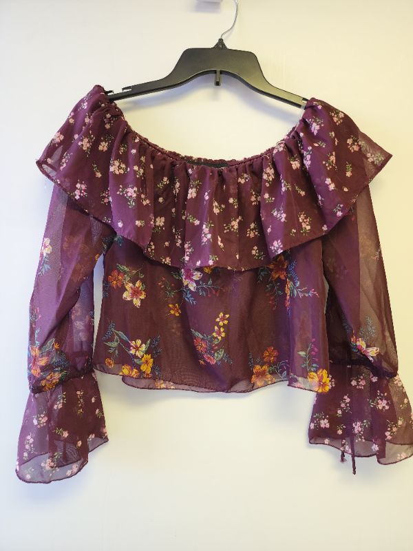 Photo 1 of Polly & Esther Juniors' Smocked Printed Off-The-Shoulder Top Size S