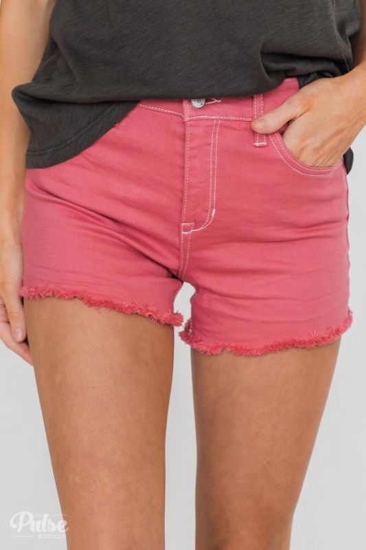 Photo 1 of Celebrity Pink Women's Frayed Hem Shorts- Lipstick Size 13