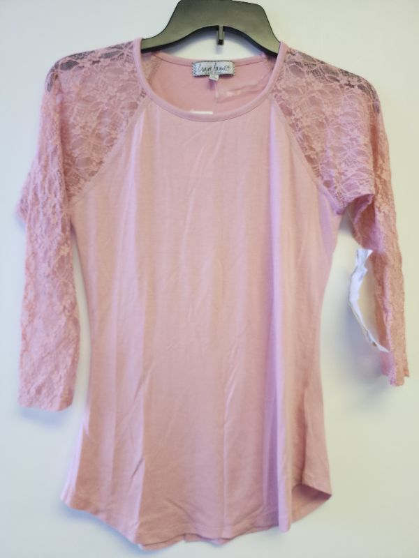 Photo 1 of CRAVE FAME WOMEN'S JUNIOR DUSTY PINK LACE TEE LONG SLEEVE M