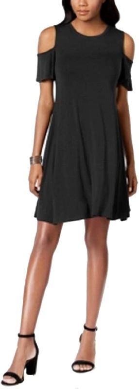 Photo 1 of Style & Co. Women's Cold-Shoulder A-Line Dress Plus Size Black 1x