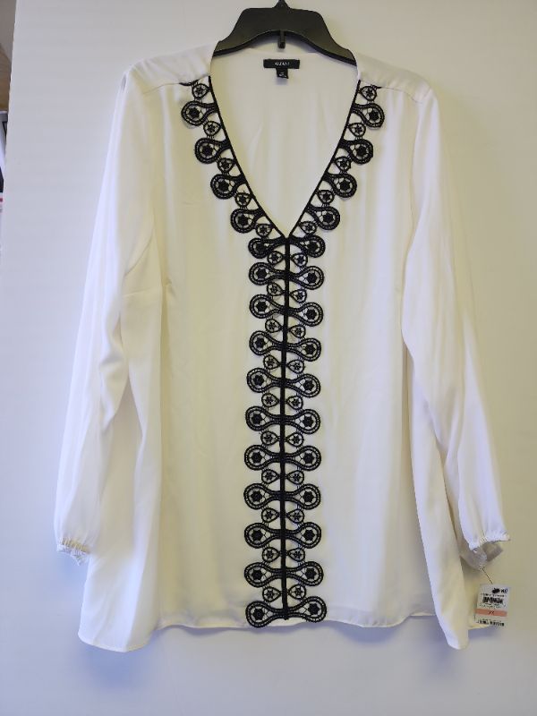 Photo 1 of ALFANI WOMEN'S PLUS SIZE BLOUSE IVORY LONG SLEEVE 2X