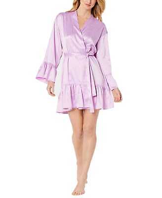 Photo 1 of INC International Concepts Women's Satin Jacquard Flounce Wrap Robe (Purple, XL) MISSING BELT