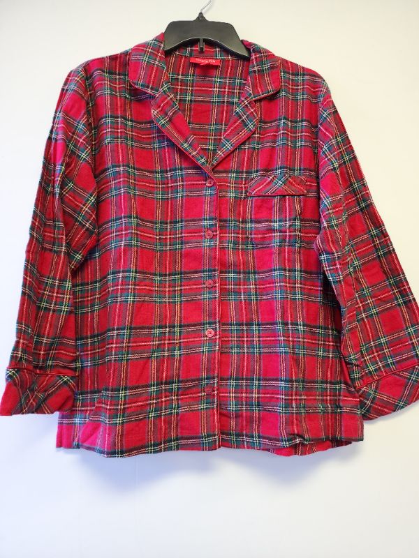 Photo 1 of FAMILY PJS WOMEN'S PLAID FLANNEL PAJAMA TOP ONLY RED SIZE M