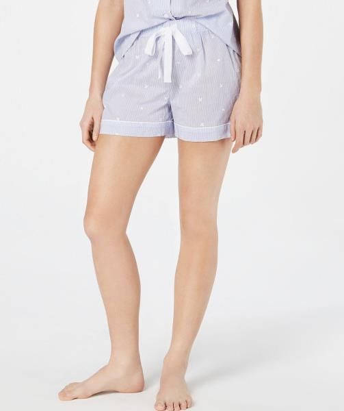 Photo 1 of Charter Club Woven Cotton Women's Pajama Shorts Blue L