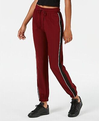 Photo 1 of Be Bop Women's Juniors' Striped Jogger Track Pants, Wine Size L