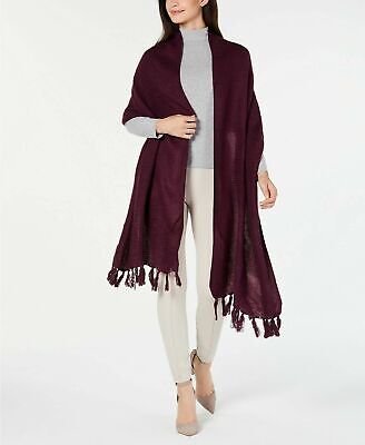 Photo 1 of Cejon Women's One Size Solid Travel Fringed Scarf Wrap Shawl Plum