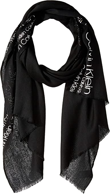 Photo 1 of Calvin Klein Women's Foil Print Logo Scarf