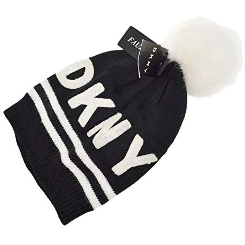 Photo 1 of DKNY Stadium Beanie Hat with Pom Pom  One Size