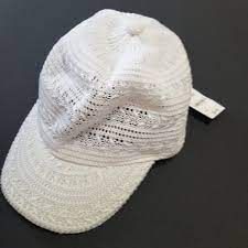 Photo 2 of  International Concepts Women's Crochet Packable Baseball Cap Hat White