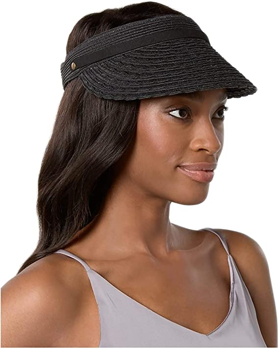 Photo 1 of NINE WEST Women's Packable UPF 50+ Straw Sun Visor Adjustable Black