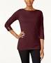 Photo 1 of Karen Scott Women's Cotton Ballet Neck Sweater Merlot Size S