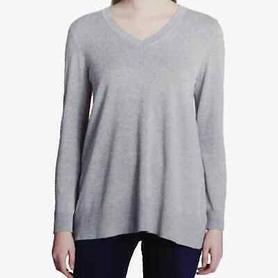 Photo 1 of DKNY Women's Lightweight Grey V Neck Long Sleeve Pullover Sweater Size M