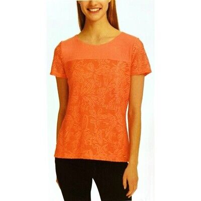 Photo 1 of CALVIN KLEIN Women's Stretch Textured Tee / Top Relaxed Fit Coral Size Medium