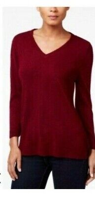 Photo 1 of Karen Scott Women's Lux Soft 3/4-Sleeve V-Neck Merlot L