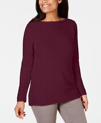 Photo 1 of Karen Scott Women's Merlot Ottoman Stitch Boat Neck Pullover Sweater Size L