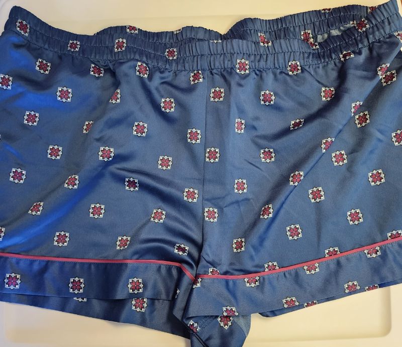 Photo 1 of WOMEN'S SATIN PLUS SIZE PAJAMA SHORTS BLUE SIZE XXXL