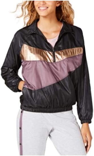 Photo 1 of Material Girl Juniors' Colorblocked Windbreaker BLACK MEDIUM