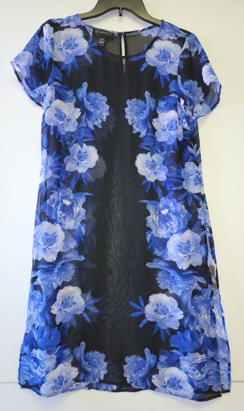 Photo 1 of INC INTERNATIONAL CONCEPTS WOMEN PETITE SHEER BLACK FLORAL DRESS PM
