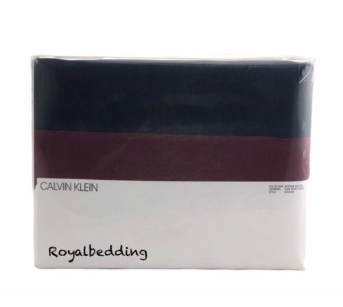 Photo 2 of  Calvin Klein King Duvet Cover Modern Modal Cotton Niccolo Burgundy Navy. 
Finished Size 106 in x 96 in - Fabric 51% cotton, 49% modal