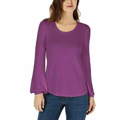 Photo 1 of Style & Co Women's Sweater Texture Sleeve Pullover Purple S