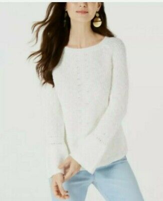 Photo 1 of Style & Co. Women's Cotton Bell-Sleeve Pullover Sweater, Winter White XL