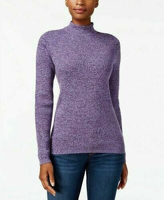 Photo 1 of Karen Scott Women's Cotton Ribbed Mock-Neck Sweater Purple Size XL